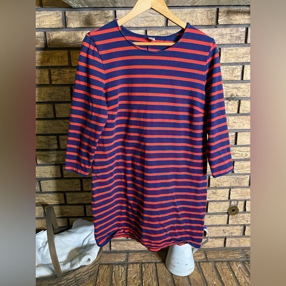 Red and blue striped tshirt dress